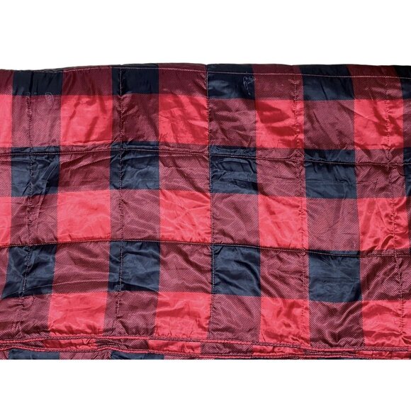 Eddie Bauer Down Alternative Throw blanket Red Black Buffalo Plaid Packable - Picture 3 of 11